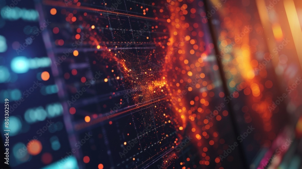 Fototapete close-up of a computer screen displaying real-time data from a radio telescope, capturing signals fr
