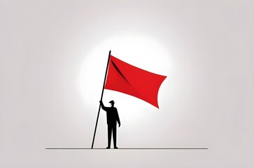 man holding red flag Minimalist illustration for labor day concept with copy space, International Labor Day, may day celebration