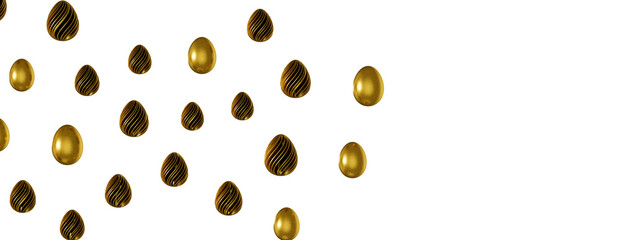 Set of different 3D realistic, shiny, golden,