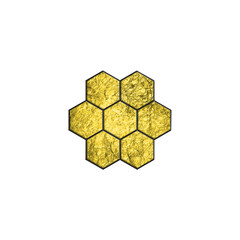 Gold Honeycomb. Honeycomb design element with alpha channel.