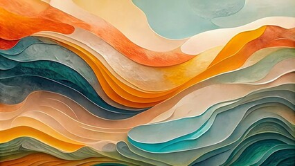 abstract watercolor painting of undulating waves, with muted colors and soft gradients. 