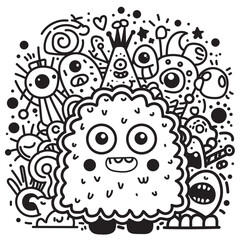 Vector Illustration of Doodle Cute Monster V3. Hand Drawing