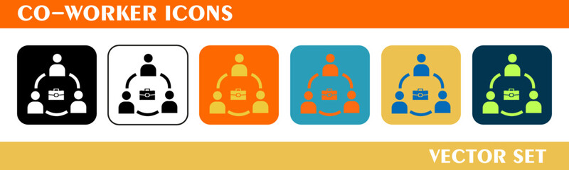 Fototapeta premium Co worker icons design. For sign, symbol, web design or web graphics. Vector flat illustration.