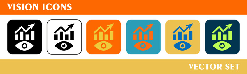 Vision icons design. For sign, symbol, web design or web graphics. Vector flat illustration.