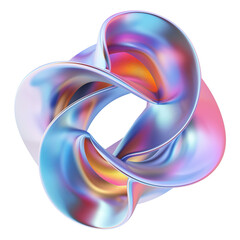 Holo abstract 3D Shape in white background, PNG image