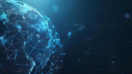 Map of the planet. World map. Global social network. Future. Vector. Blue futuristic background with planet Earth. Internet and technology. Floating blue plexus geometric background.