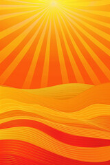 Fototapeta premium Sunburst orange and yellow waves background, vibrant and warm, perfect for summer festival graphics