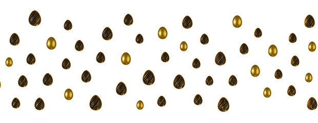 golden and silver eggs isolated on white background with shadow. Easter eggs