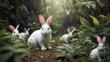 white rabbit in the garden