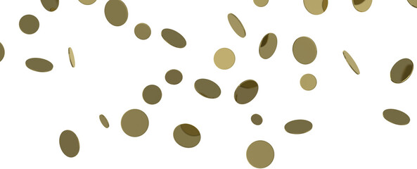 Golden serpentine confetti on transparent background. luxury isolated