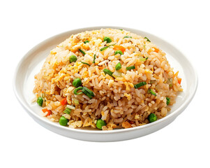 Fried rice in plate on transparent background