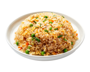Fried rice in plate on transparent background