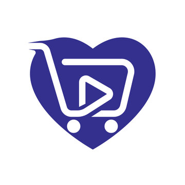 Cart play vector logo design template.