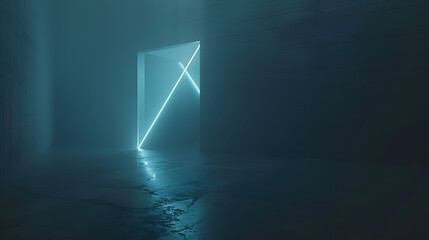 A minimalist holographic display projecting a simple geometric shape in a dark room. Epic shot.


