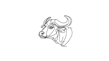 A single line drawing of a buffalo head 