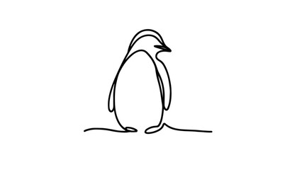 A continuous line drawing of a penguin
