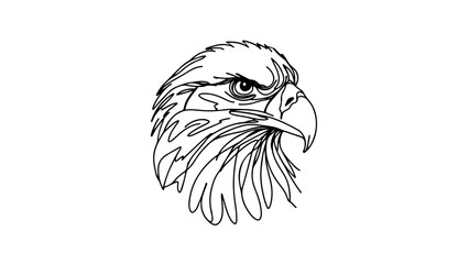 A continuous line drawing of an eagle head