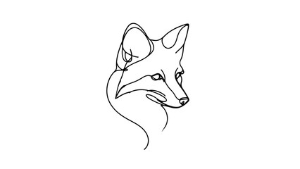 A continuous line drawing of a minimalist fox head
