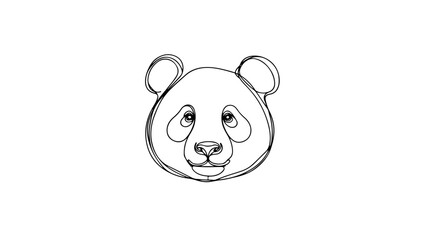 A continuous line drawing of a realistic panda head