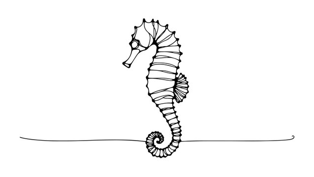 recommend clip art: Single line drawing of a seahorse 