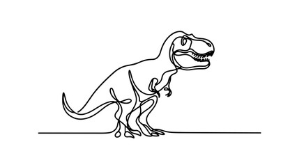 A continuous line drawing of a Tyrannosaurus rex