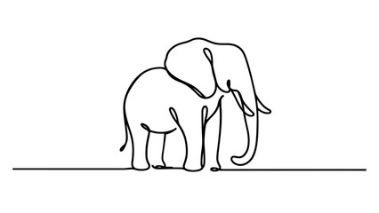 A continuous line drawing of an elephant