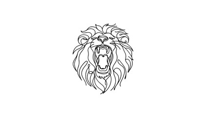 A continuous line drawing of lion head roaring © Ibrahim