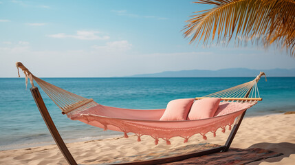 Hammock and Beach on a Clean Pastel