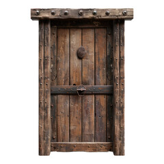 Old wooden door isolated on transparent background