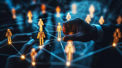 Human resource network manipulation showcasing executives managing connections