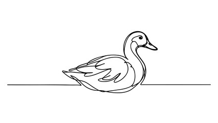 A realistic duck drawn as a continuous line