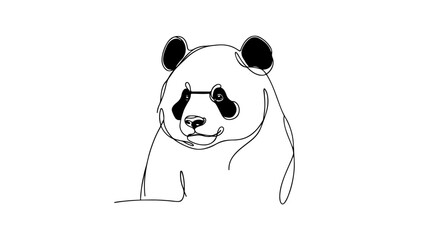 minimalist continuous  line drawing of a panda