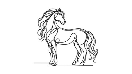 continuous line drawing of a majestic horse