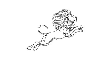 continuous line drawing of a lion jumping in a dynamic and elegant pose © Ibrahim