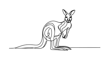 continuous line drawing of a realistic kangaroo.