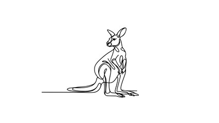 continuous line drawing of a realistic kangaroo