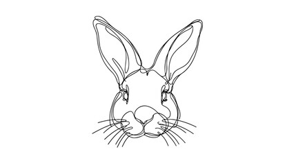 continuous line drawing of a realistic rabbit head