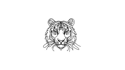 minimalist continuous line drawing of a tiger head