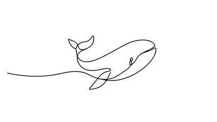 Fototapeta premium continuous line drawing of a whale
