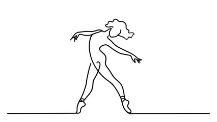 continuous line drawing of a woman dancing
