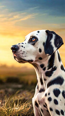 Dalmatian Lost in Thought, Gazing into the Distance Against Serene Beauty