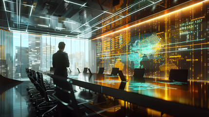 The image shows investors engaging in activities related to technology, the stock market, gold, and graphs in graphic form.