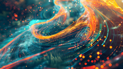 The image shows investors engaging in activities related to technology, the stock market, gold, and graphs in graphic form.