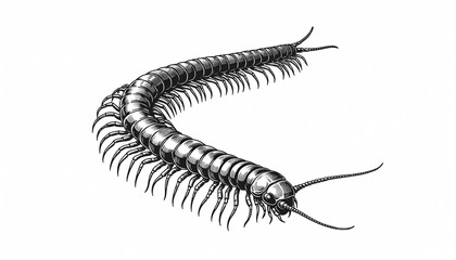 A hand drawn realistic centipede illustration