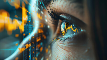 The image shows investors engaging in activities related to technology, the stock market, gold, and graphs in graphic form.