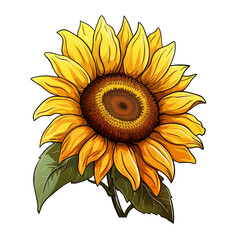 Fototapeta premium An illustration of the sunflower in cartoon character style, a PNG element transparent background