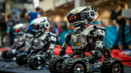 Fototapeta premium Global teams compete in robotics, advancing autonomous tech limits.