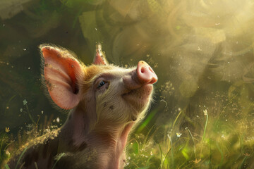 A piglet's snout explores the world