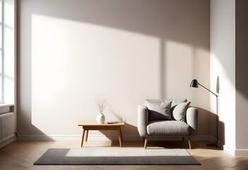 Clean Aesthetic Scandinavian style living room with decorations