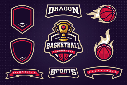 Basketball Sports Club Logo Template Bundle for Tournament or Sports Team